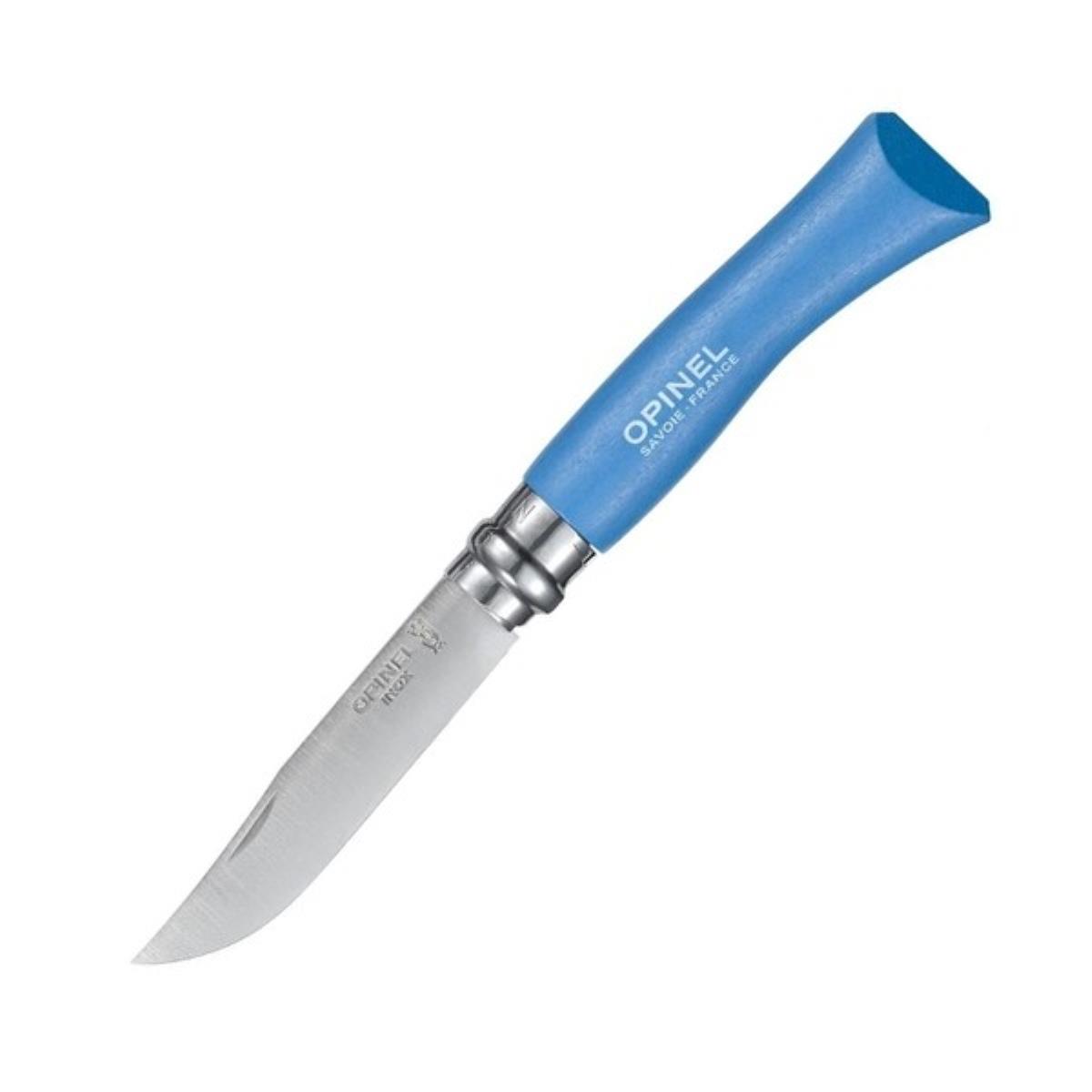 Нож №7 VRI Colored Tradition Sky blue нерж. сталь, рукоять граб, длина клинка8см (голубой) OPINEL набор из 6 ти шампуров зверь граб