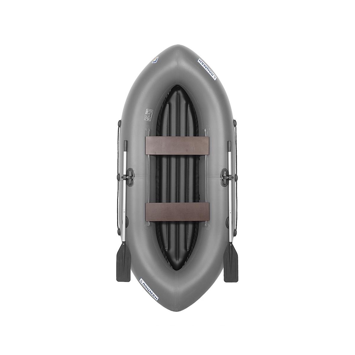 Лодка гребная Лоцман Турист 300 ВНД серый переноска для банок 6 отсеков