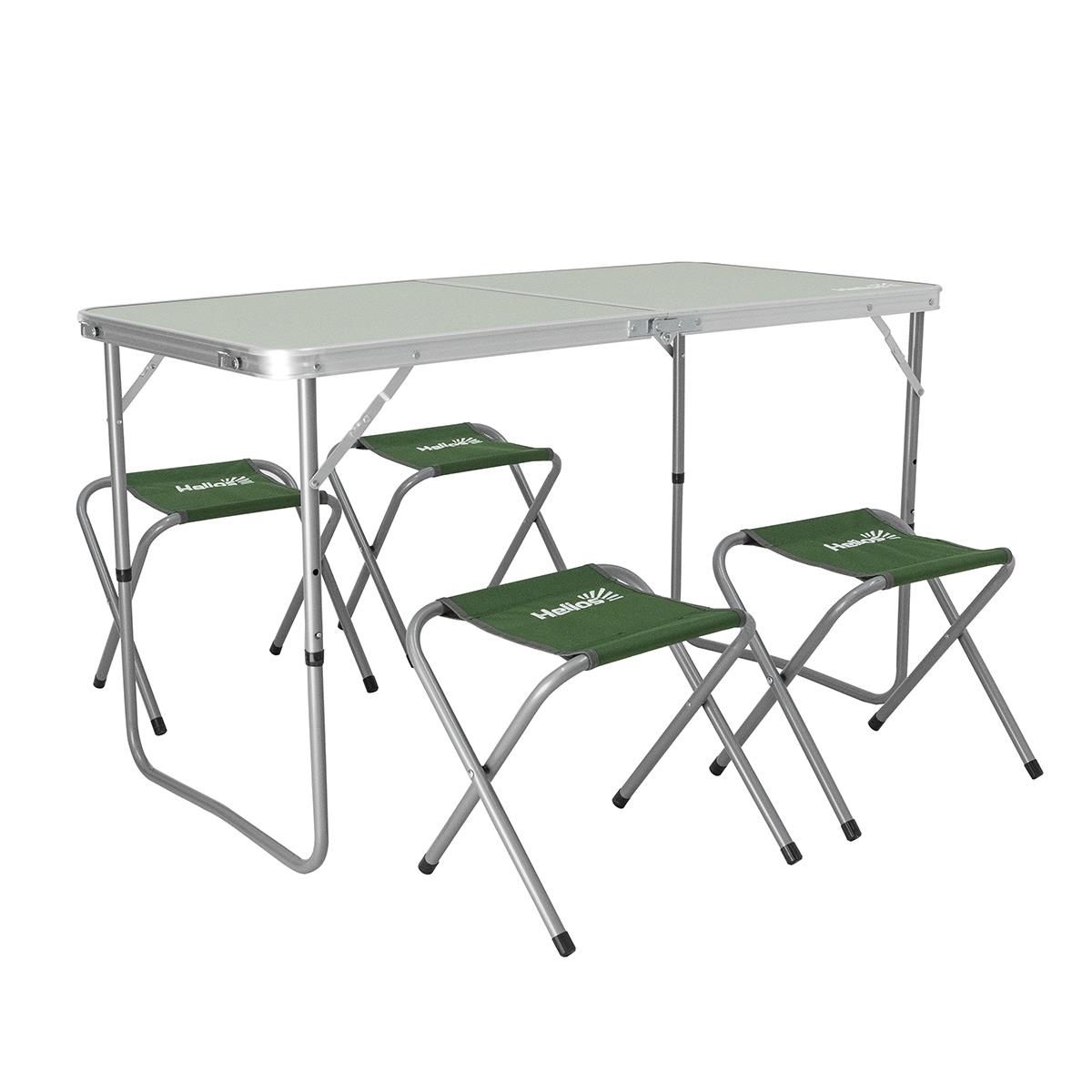 Набор мебели, стол + 4 табурета (сталь) (HS-TA-21407+HS-21124-G) Helios стол вега d100 дуб шерман серый каркас