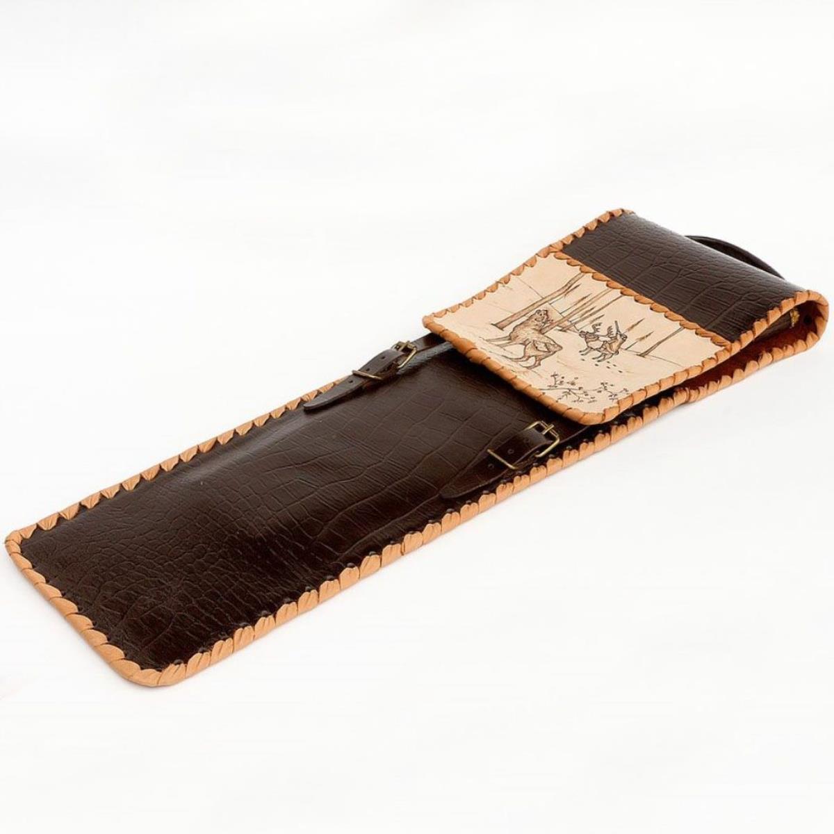 Чехол кожаный для шампуров 450мм коричневый ошейник кожаный на синтепоне украшенный 45 х 2 см ош 25 35 см коричневый