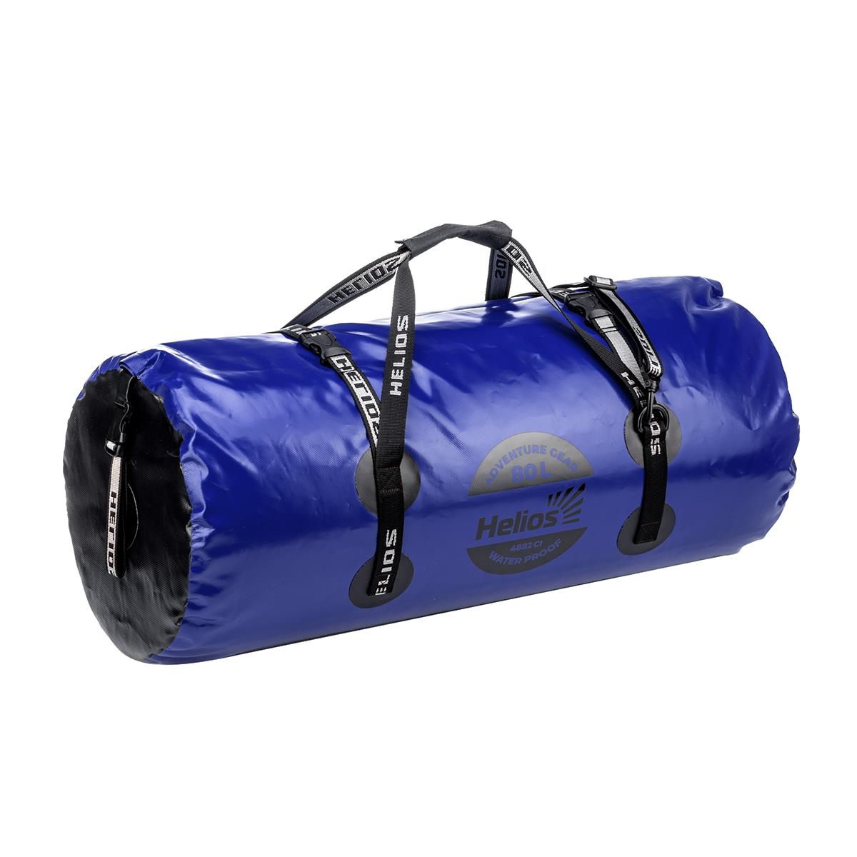 Гермобаул 80 л (ПВХ, синий/черный) Helios сумка спортивная на молнии наружный карман длинный ремень синий