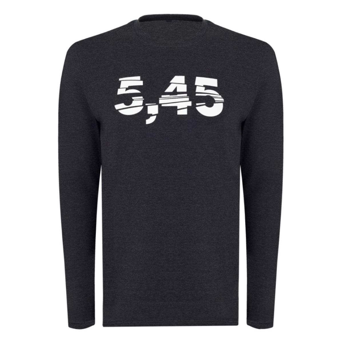Лонгслив с принтом "5,45 new"; серый; размер L (KKL000055) Калашников