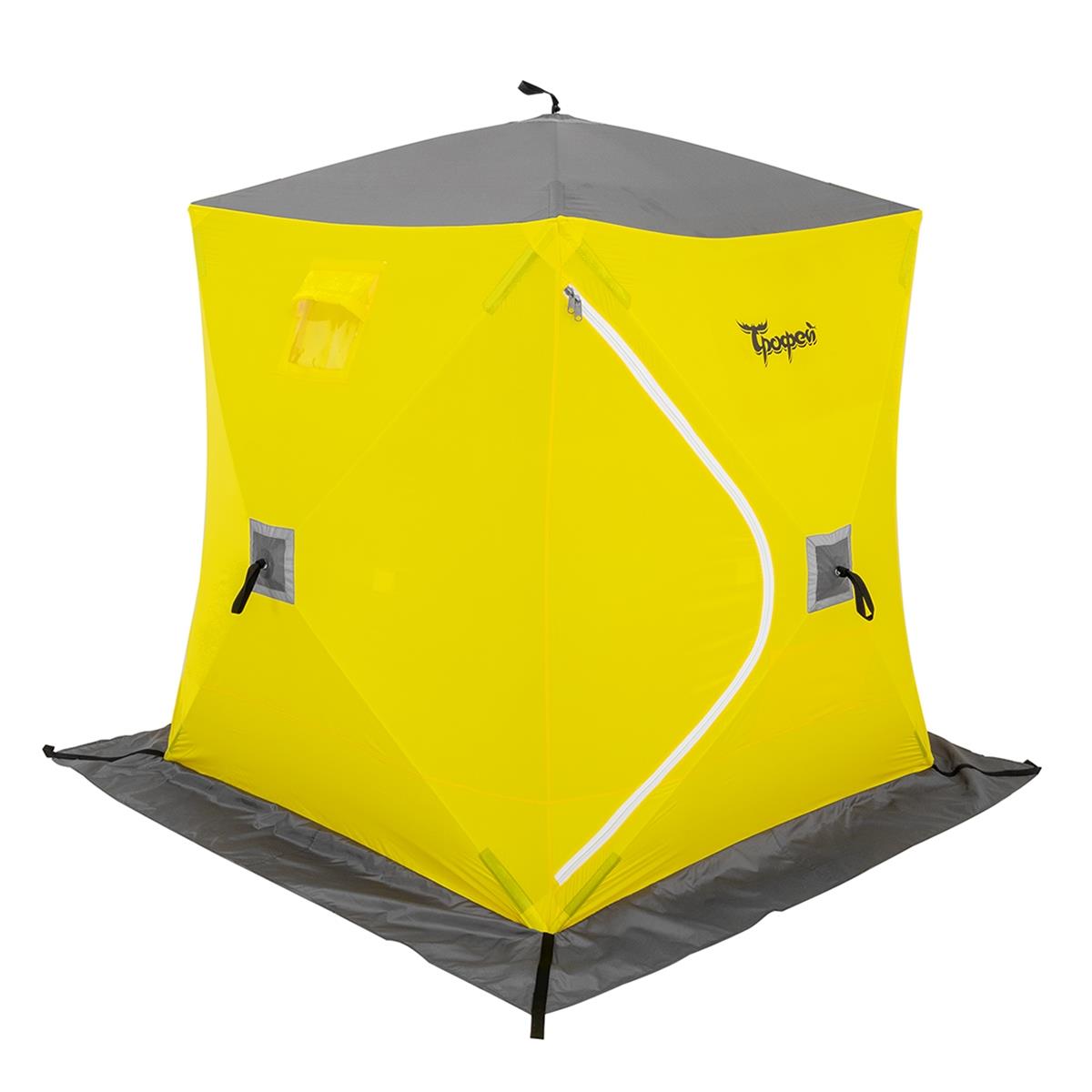 Палатка зимняя Куб 1,5х1,5 желтый/серый (TR-WSC-150YG) ТРОФЕЙ застежка для сумки пришивная 6 × 4 см белый