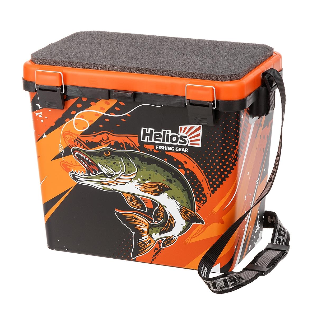 Ящик рыболовный зимний PIKE односекционный оранжевый (HS-IML-19-O-1) Helios нагрудник для кормления пластиковый с карманом контейнером оранжевый