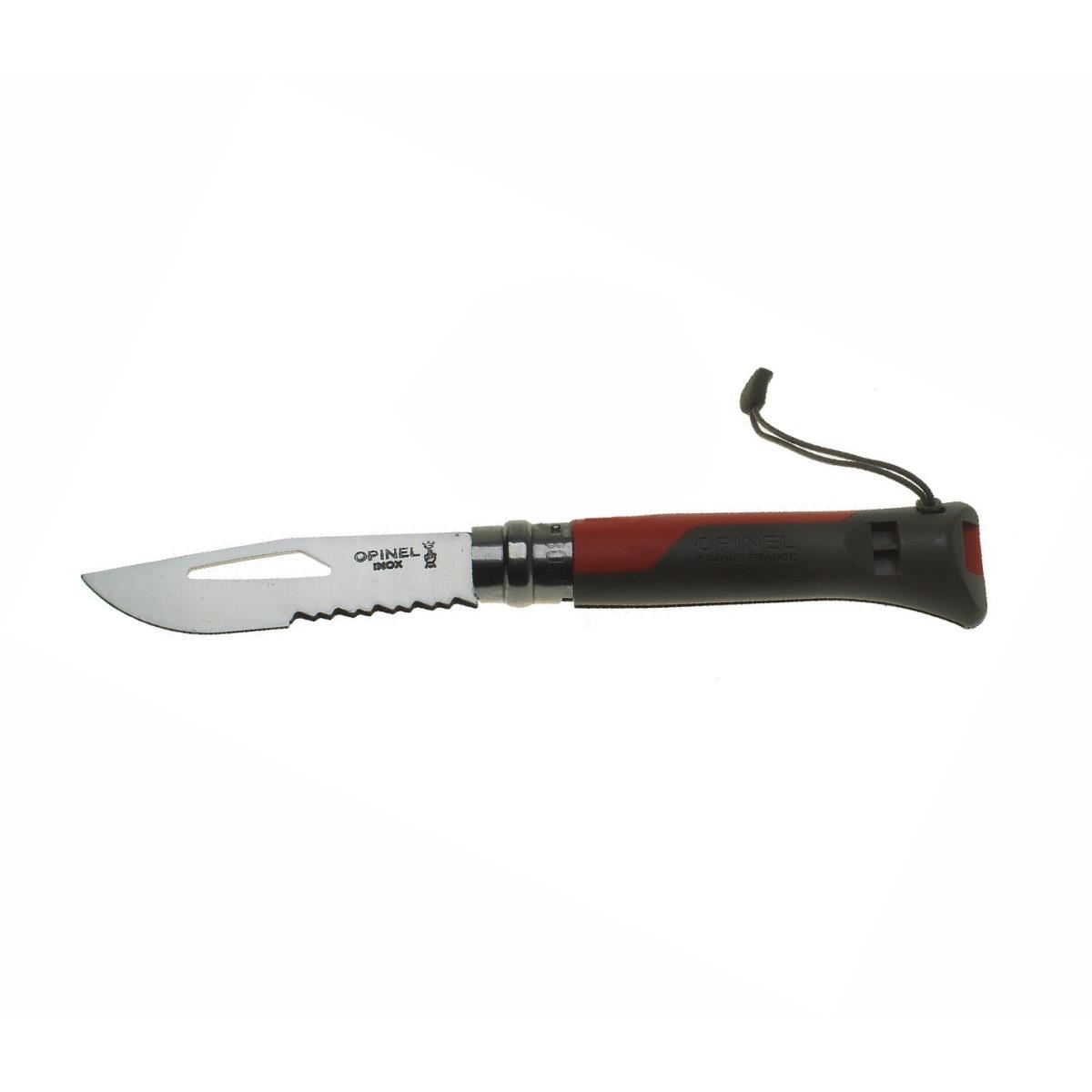 Нож Opinel 8 VRI Outdoor knife двухцветная пластик. рукоять (красная), свисток, вставка для темляка ручка для шкатулки пластик