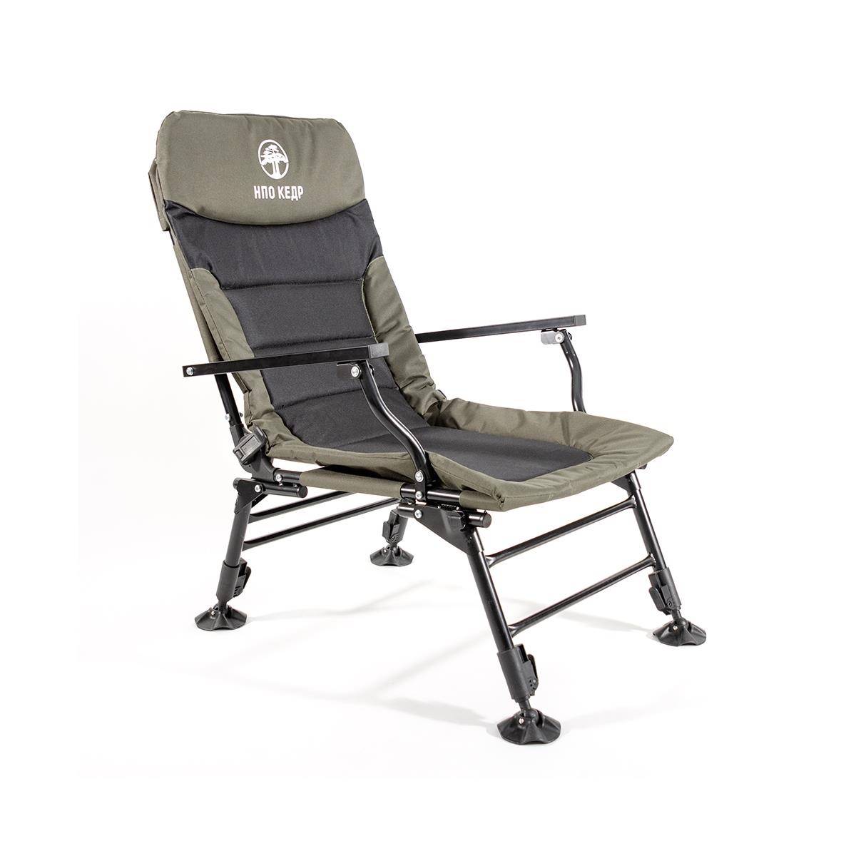 Кресло карповое с подлокотниками (SKC-01)  Кедр опора регулируемая d 60 мм