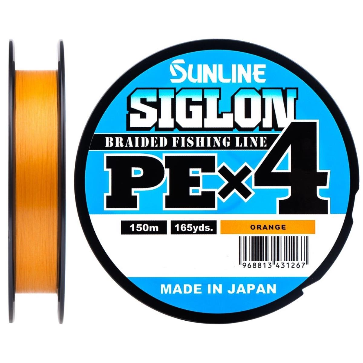 Шнур SIGLON PE×4 150 м (Orange) Sunline крученый полиамидный шнур стройбат