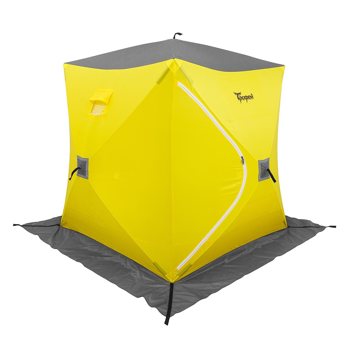 Палатка зимняя Куб 1,8х1,8 желтый/серый (TR-WSC-180YG) ТРОФЕЙ застежка для сумки пришивная 6 × 4 см белый
