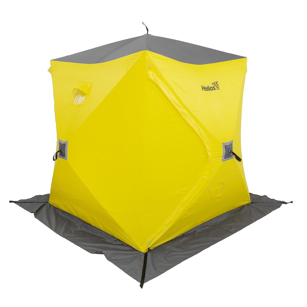 Палатка зимняя утепл. Куб Premium 1,8х1,8 желтый/серый (HS-WSCI-P-180YG) Helios ручка для сумки 34 × 1 5 см белый