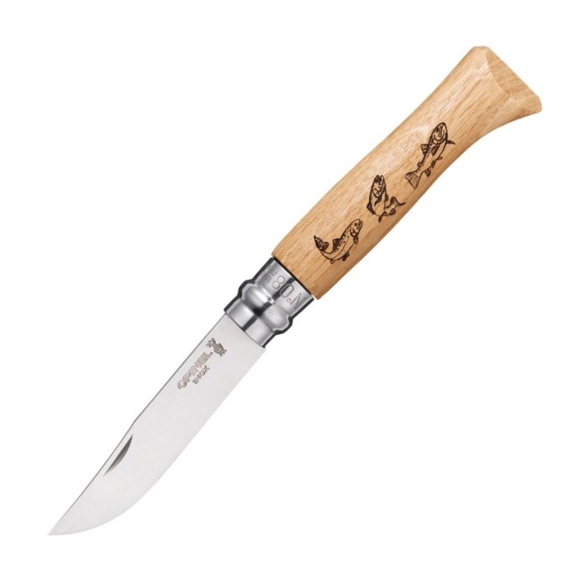 Нож №8 VRI Animalia Trout (форель), рукоять дуб, длина клинка 8.5 OPINEL нож бабочка мастер к лезвие 7 см рукоять с волнами под углом 9 см