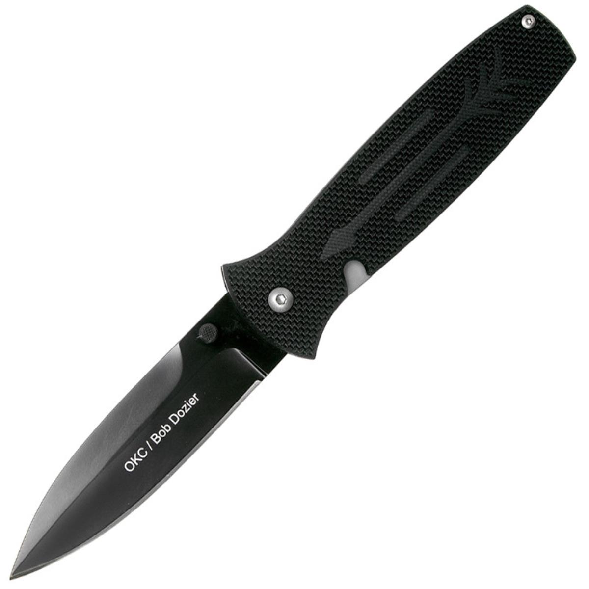 Нож OKC Dozier Arrow складн.,чёрная рукоять, G10, клинок D2, чёрное покрытие (9101)  ONTARIO нож shikra складн коричневая рукоять микарта титан клинок aus8 чёрн покрытие pvd 8599 ontario