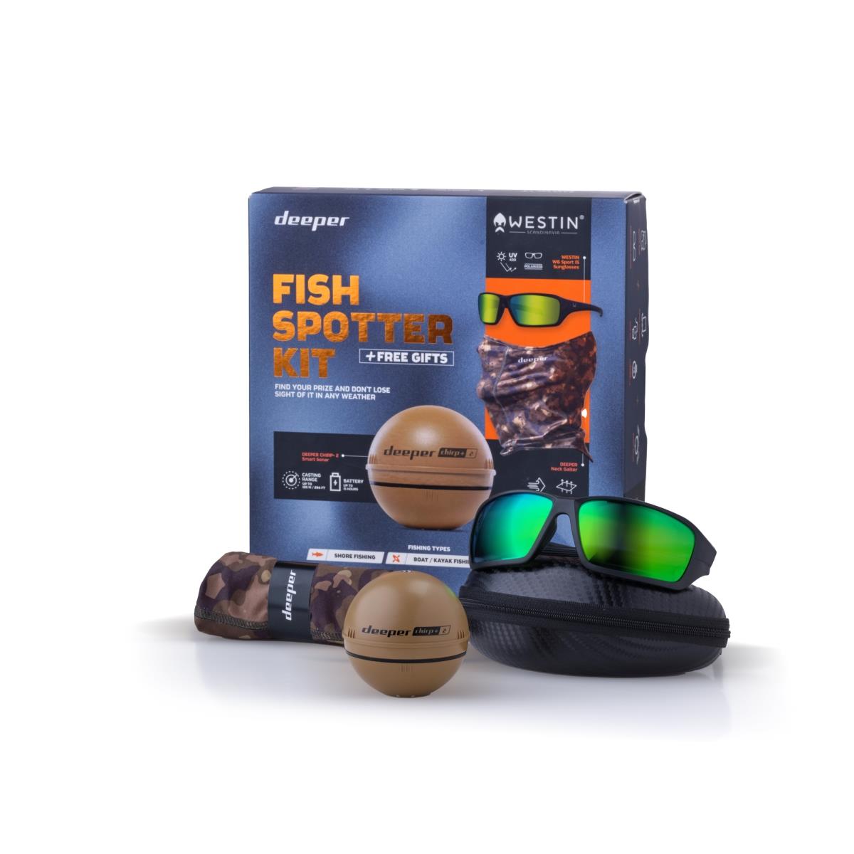 Беспроводной эхолот Deeper CHIRP+ 2.0 Fish Spotter Kit 2023 футляр для очков на магните 16 см х 3 6 см х 6 см салфетка рыжий