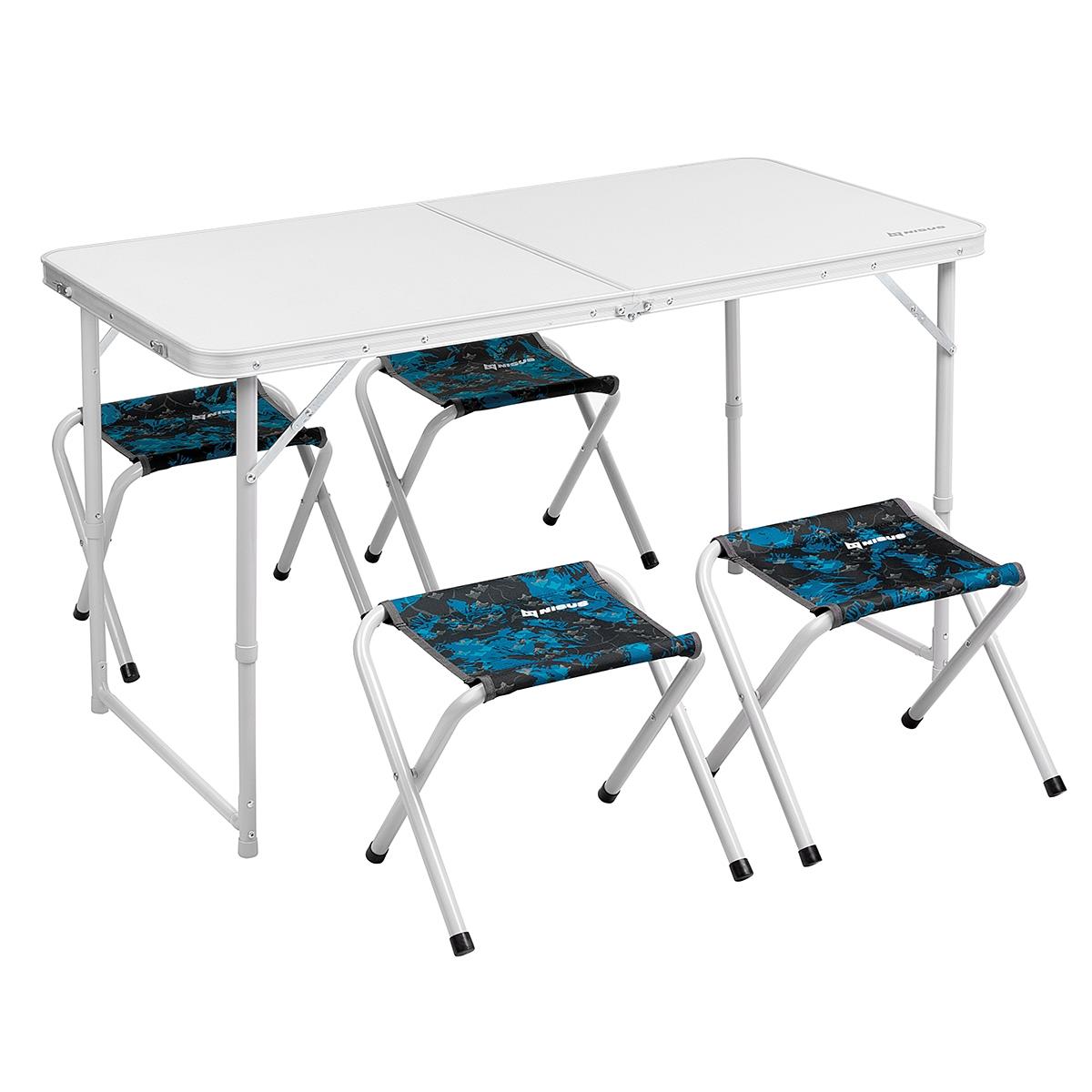 Набор мебели алюминиевый в чехле, стол + 4 табурета SHARK (N-FS-21407+21124A-S-1) (пр-во Тонар) Nisus алюминиевый координатный стол технореал