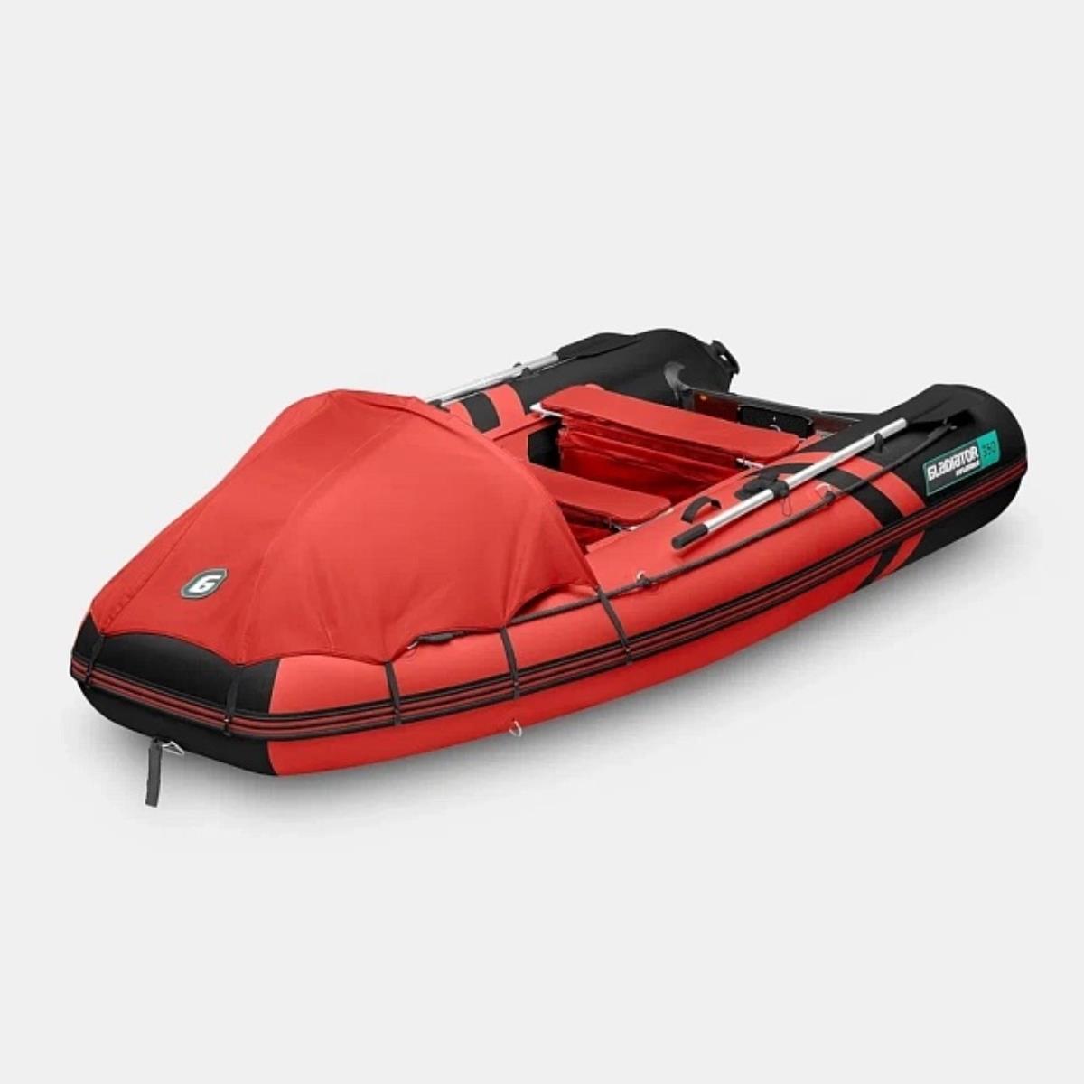 Лодка надувная ПВХ GLADIATOR E330PRO красно-черный дренажное антискользящее покрытие пластфактор