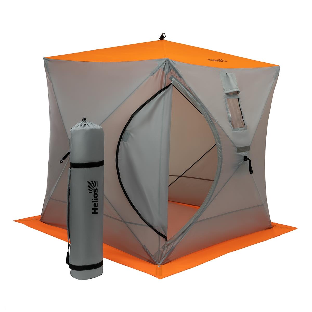 Палатка куб 1,8х1,8 (4серый/1оранжевый) для зимней рыбалки Helios палатка зонт для зимней рыбалки кедр 3 pz 02