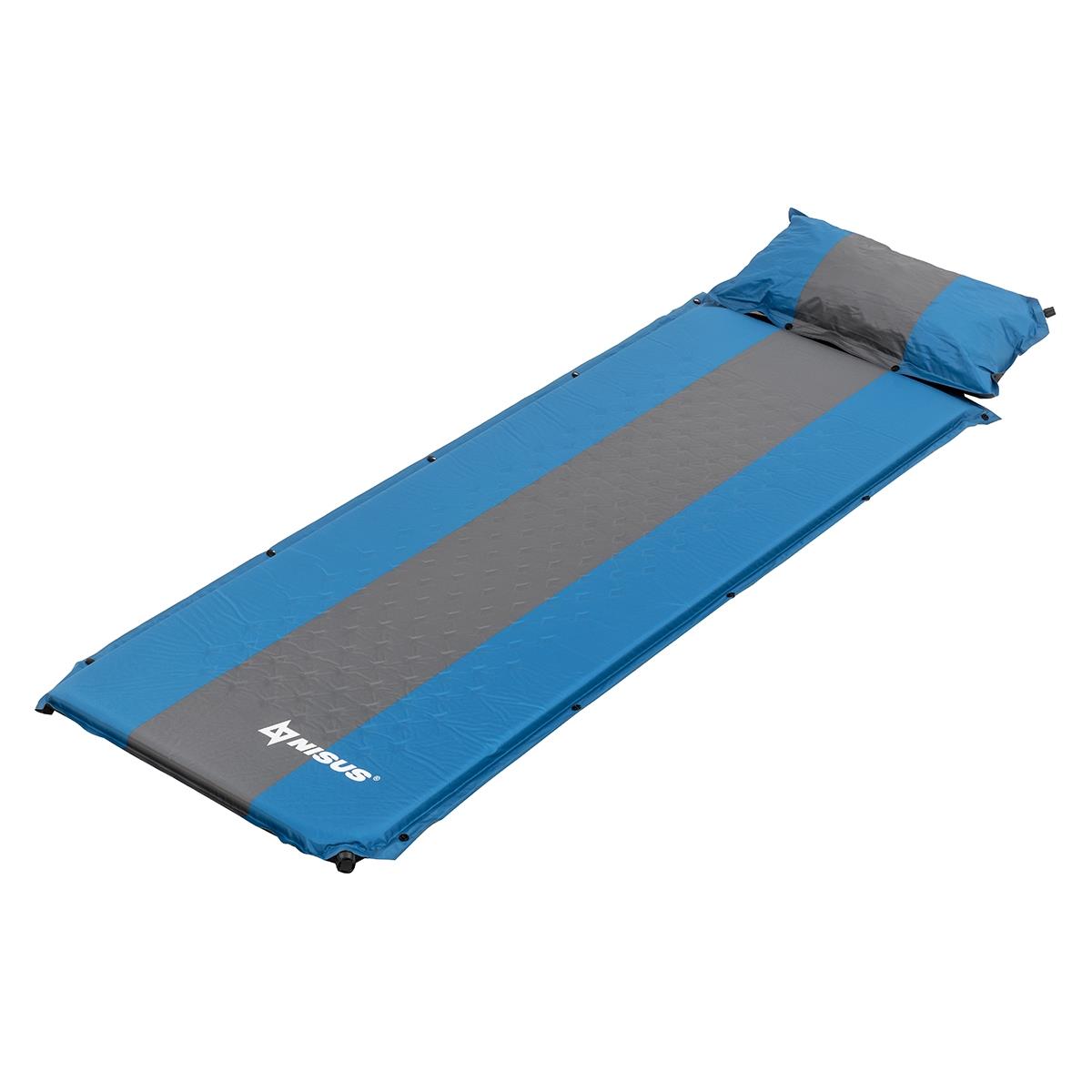 Коврик самонадув. с подушкой 30-170x65x4 голубой/серый (N-004P-BG) Nisus коврик для бани бацькина баня
