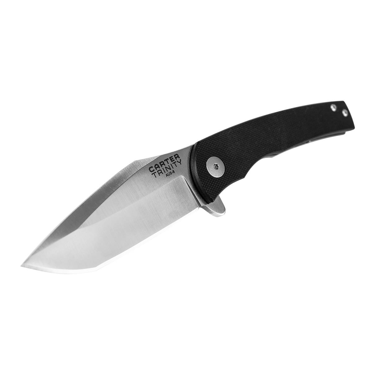 Нож Carter Trinity складн.,чёрная рукоять, титан/G10, клинок AUS8 (8877)  ONTARIO