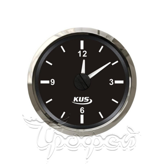 Часы кварцевые, аналоговый черный циферблат, нержавеющий ободок, д.52 мм KY09000 