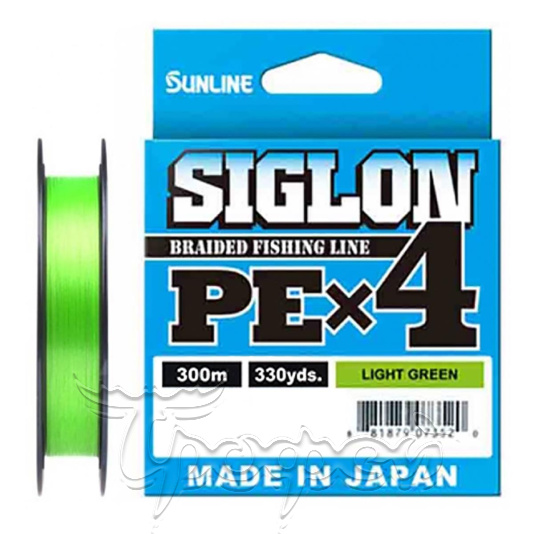 Шнур SIGLON PE×4 300M(Light Green) #1.2/20LB 