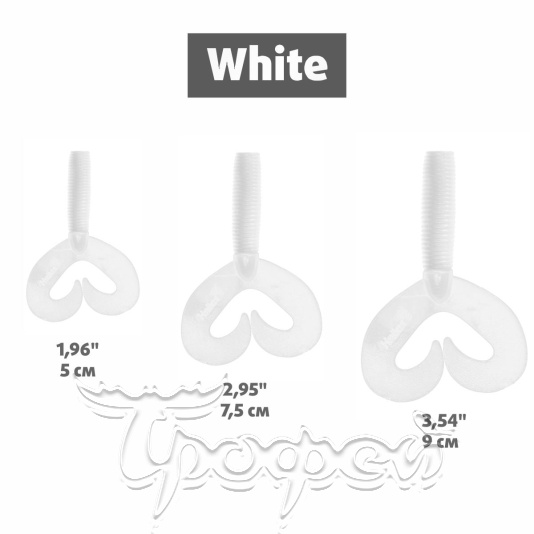 Твистер Credo Double Tail 2,95"/7,5 см White (HS-12-001-N) 