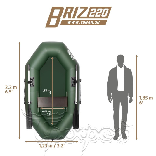 Лодка ПВХ Бриз 220 (зеленый) Тонар
