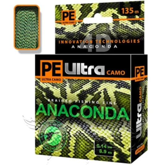 Плетеный шнур PE Ultra ANACONDA CAMO Jungle 135м/0,14мм AQUAFISHING 