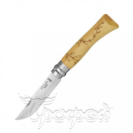 Нож №7 VRI Nature-Leaves (ветки дерева) нержавеющая сталь, рукоять самшит длина клинка 8см 