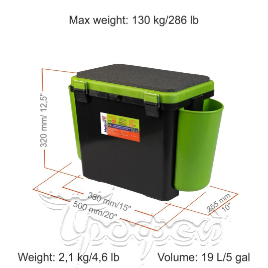 Ящик FishBox односекционный 19л зеленый 