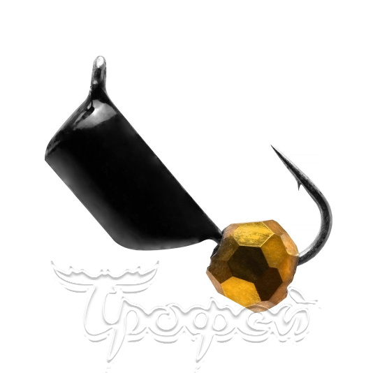 Мормышка Гвоздешарик черный, шарик многогранное золото 