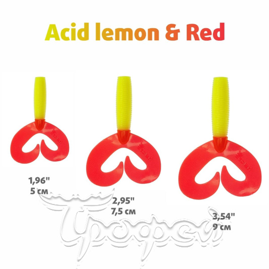 Твистер Credo Double Tail Acid lemon & Red 