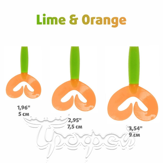 Твистер Credo Double Tail 3,54"/9 см Lime & Orange (HS-28-020-N) 