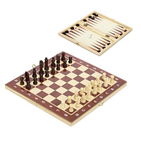 Набор игр 3 в 1 шашки, шахматы,нарды дерево 29*29см, 2115 (341-134) 