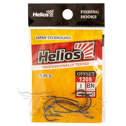 Крючок офсетный №1 цвет BN (5шт) (HS-1205-1) Helios 
