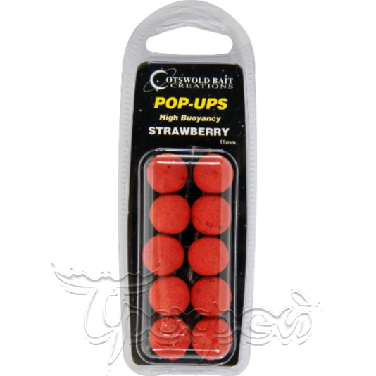 Бойли плавающие FUTURE Strawberry Pop-Up Reg, 15mm, 10шт, COTSWOLD BAITS (BP0019) 