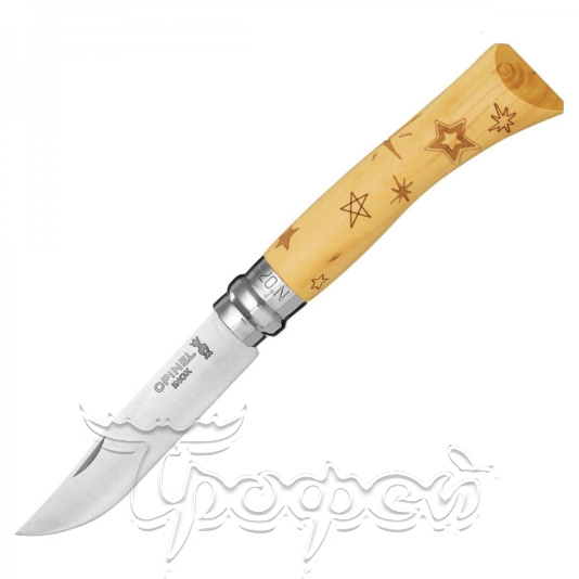 Нож №7 VRI Nature-Stars (звезды) нержавеющая сталь, рукоять самшит, длина клинка 8см 