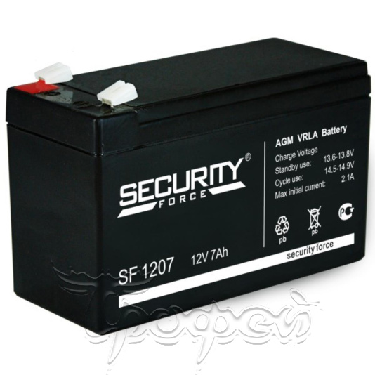 Батарея аккумуляторная 7Ач 12В свинцово-кислотная герметичная (Security Force) 