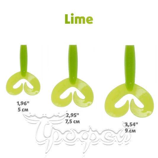 Твистер Credo Double Tail 2,95"/7,5 см Lime (HS-12-008-N) 