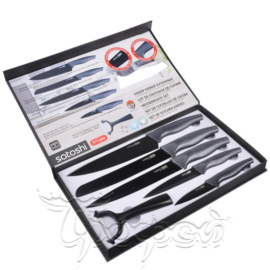 Набор ножей кухонных Карбон 6пр в магнитной коробке (803-075) 