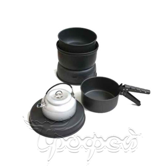Набор посуды Kingpool анодированный алюм. (Z08002-11) (кастрюли 1,7,1,4л, крышка,ручка,горелка,чайн) 