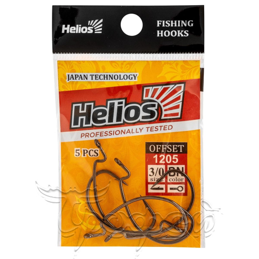 Крючок офсетный №3/0 цвет BN (5шт) (HS-1205-3/0) Helios 