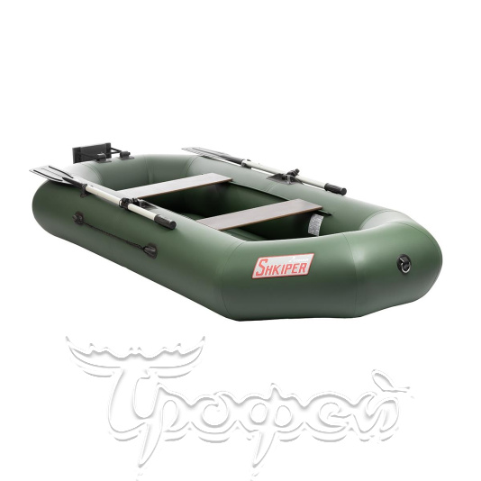 Лодка Шкипер А260нт (навесной транец, надувное дно) (зеленый) Тонар