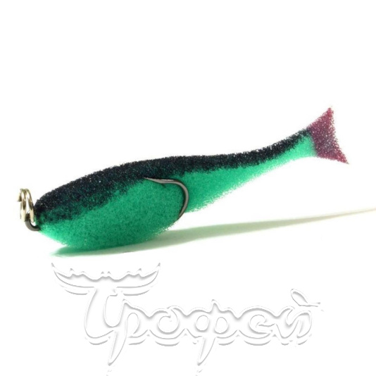 Поролоновая рыбка (двойник) 7 см зелено-черная  