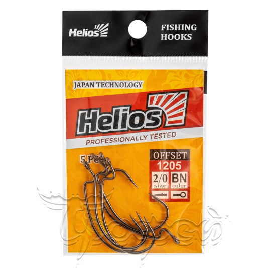 Крючок офсетный №2/0 цвет BN (5шт) (HS-1205-2/0) Helios 