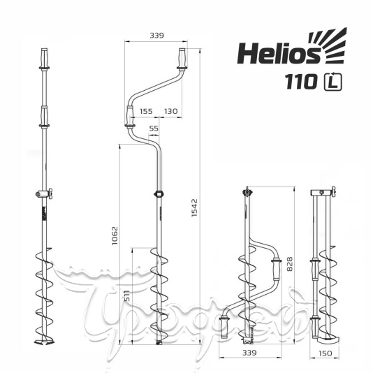 Ледобур Helios HS-110 мм, левое вращение 