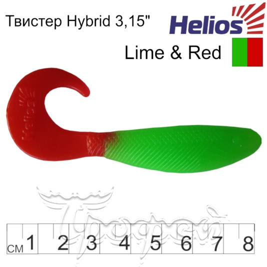Твистер Hybrid 3,15"/8,0 см Lime & Red (HS-14-021-N) 