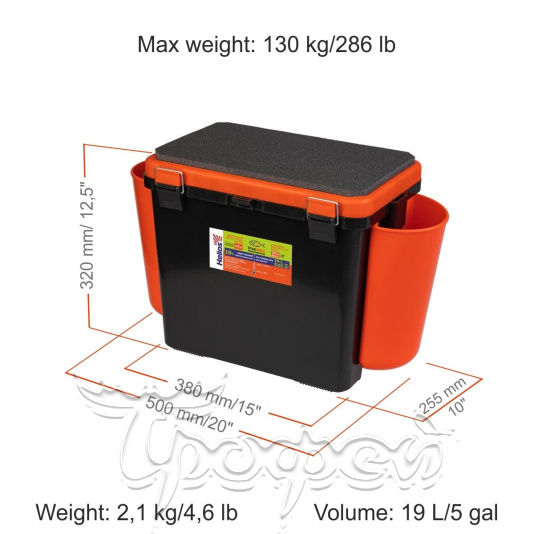 Ящик FishBox односекционный 19л оранжевый 