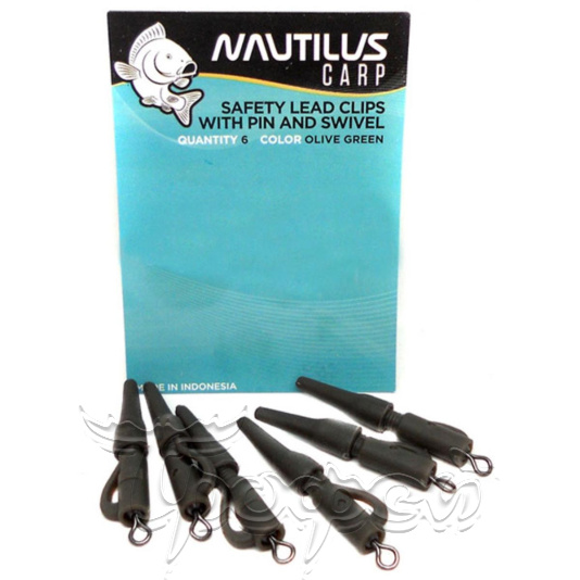 Клипса безопасная Nautilus Safety Lead Clips With Pin and Swivel (6шт) 
