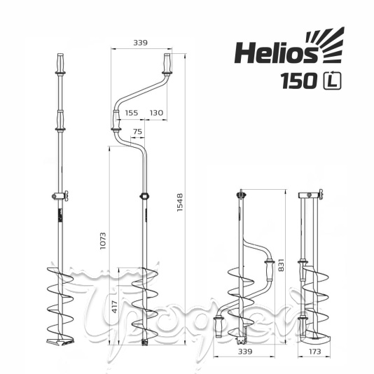 Ледобур Helios HS-150 мм, левое вращение 