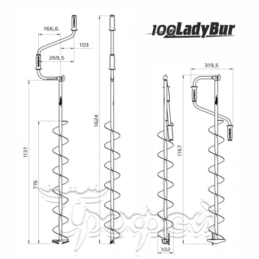 Ледобур LadyBur ЛР-100ЛC, 100 мм, левое вращение 