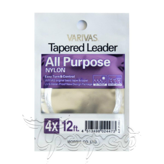Конусный подлесок VARIVAS All Purpose Nylon Tapered Leader (loop) Misty Gray 12 ft 4X 